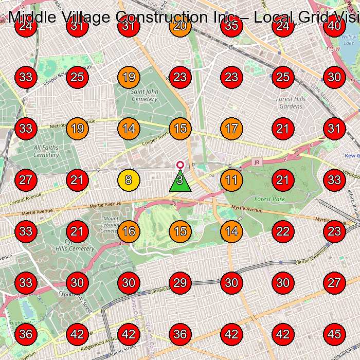 Middle Village Construction Inc GeoGrid visibility map for Masonry Contractor in Elmhurst